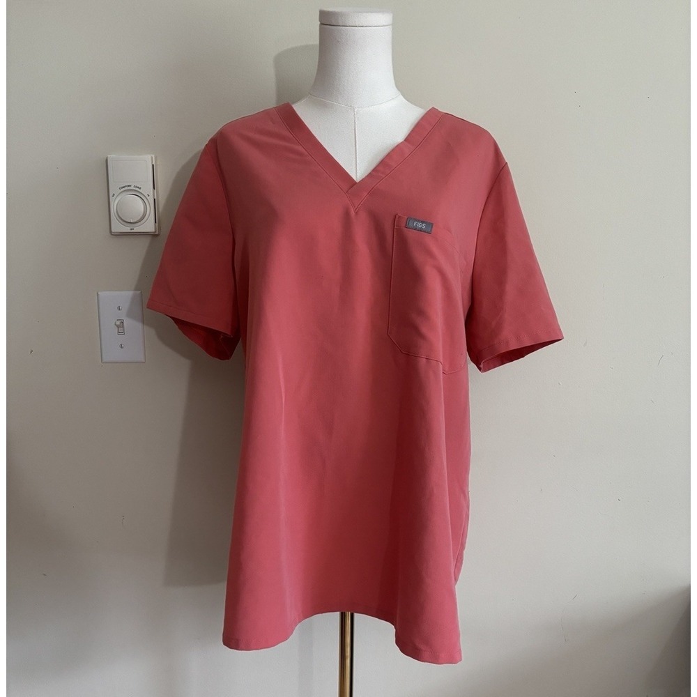 FIGS Catarina Scrub Top Womens XL Hot Coral PO 1758 Casual Workwear
